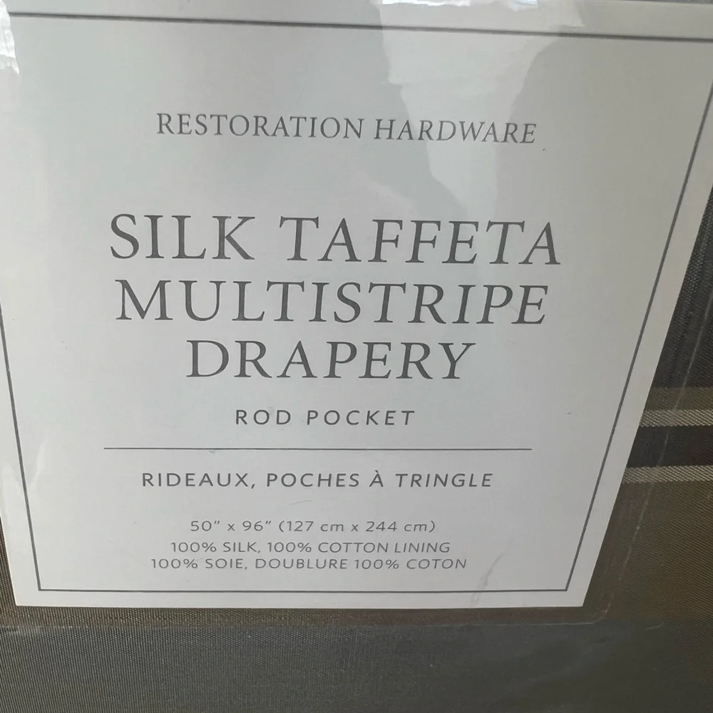 RESTORATION HARDWARE ~ NEW Silk Taffeta Multi-stripe Drapery. 50 x 96.